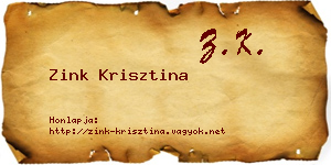 Zink Krisztina névjegykártya